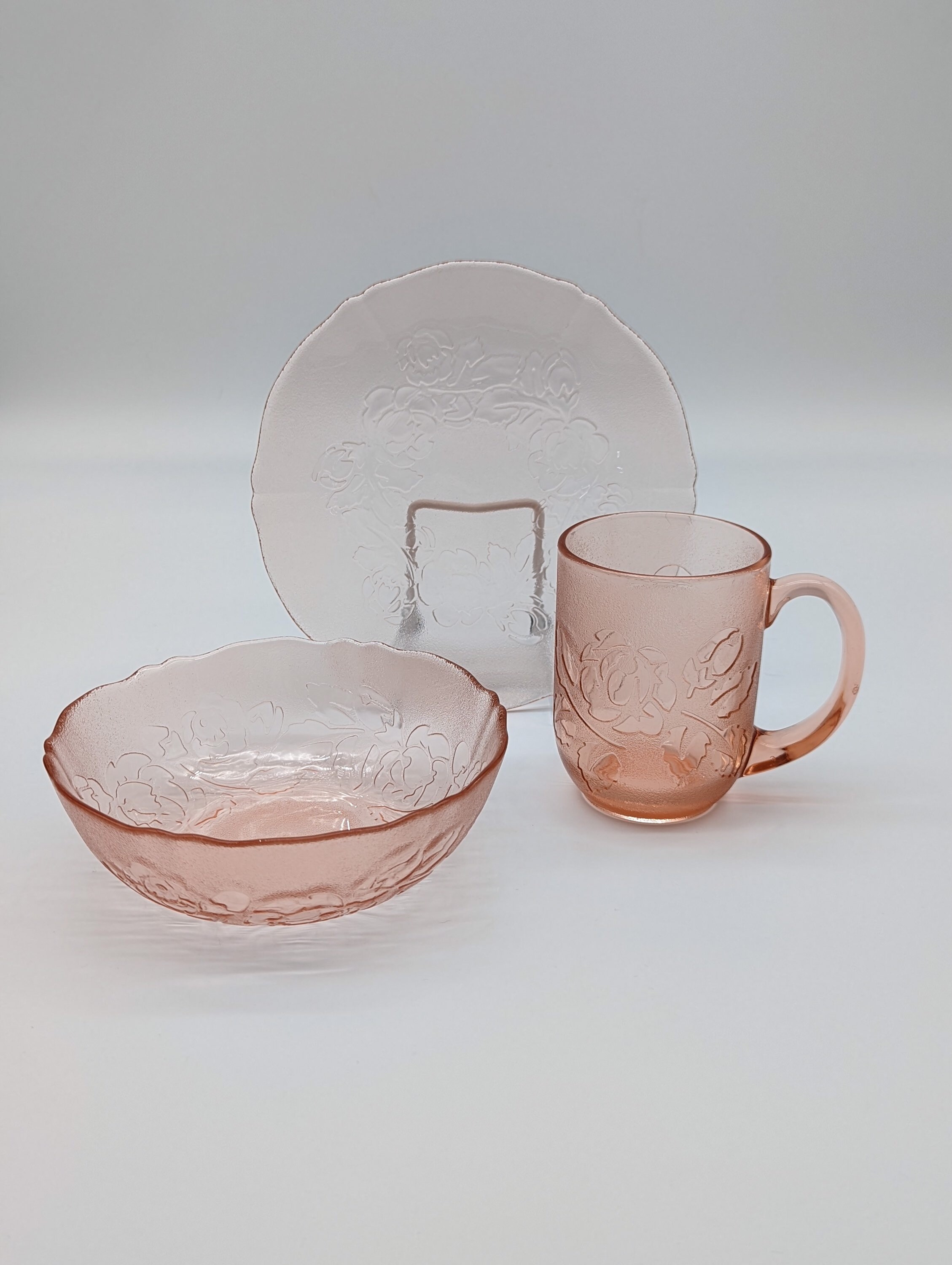 Arcoroc France Pink Rosaline Dishes Vintage Pink Mug Bowl Etsy