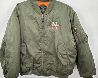 Nautica Wettbewerb Vintage 90er Jahre Grüne Luftfahrt Bomberjacke Herren XXL