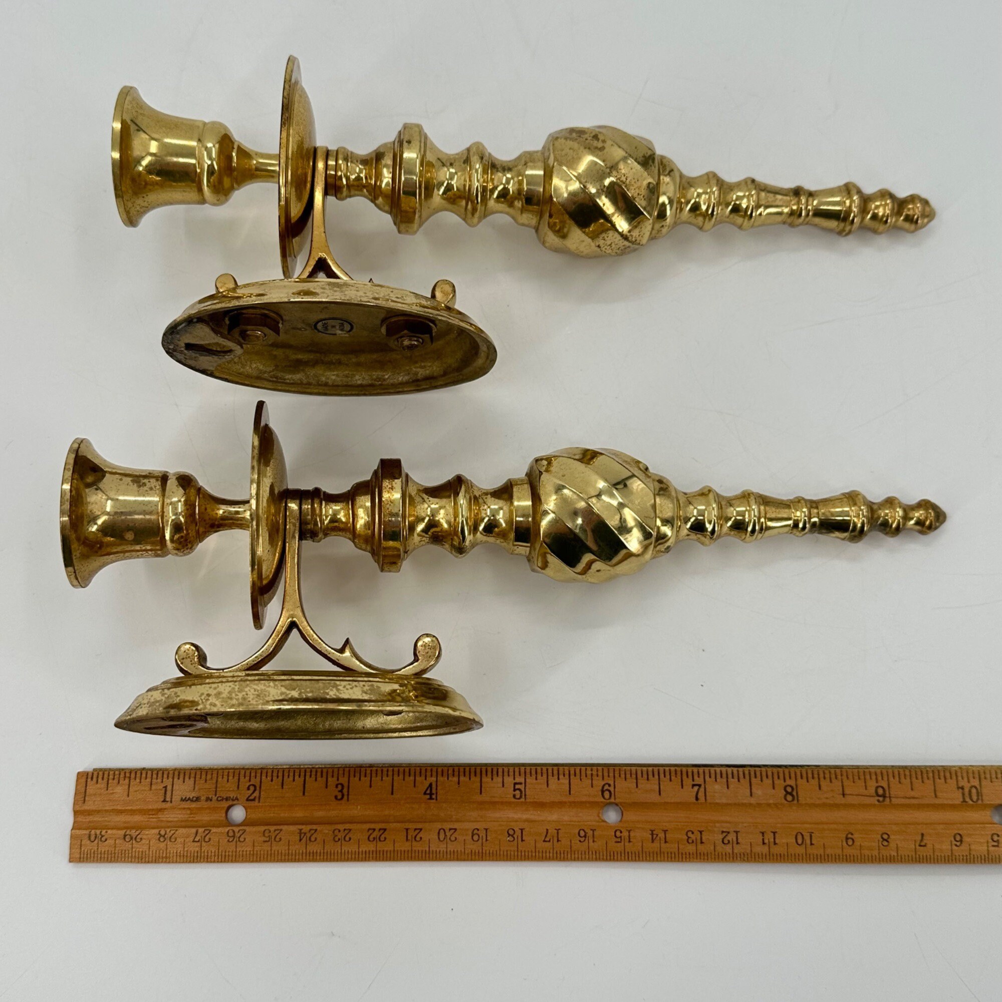 2 Solid Brass Wall Candle Holders Sconces 10 Pair Scroll Etsy