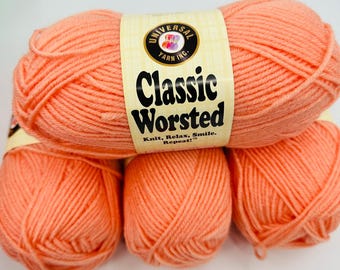 4 Universal Garn Classic Worsted PEACH #603 Acrylwolle Medium Weight Rare!