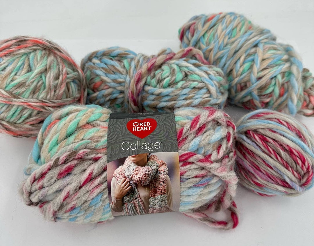 Red Heart Collage Yarn Bulky Jumbo Chunky DOLLHOUSE Red Blue Etsy