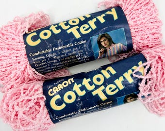 Caron Cotton Terry Yarn #5009 Soft Pink Cotton/Rayon Vintage Made in USA