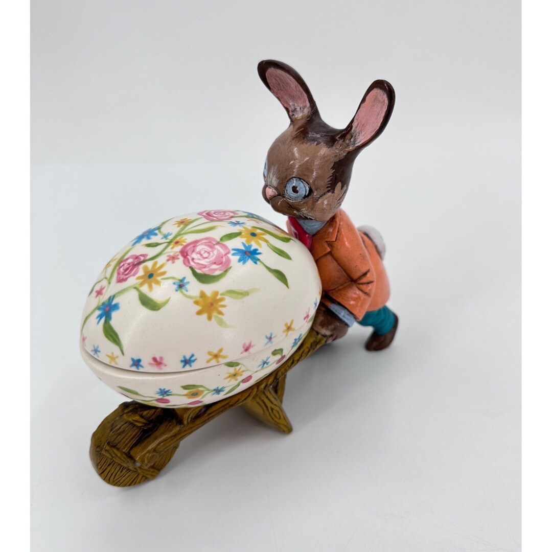 Vintage Anthropomorphic Rabbit Pushing Easter Egg in Wheelbarrow ...