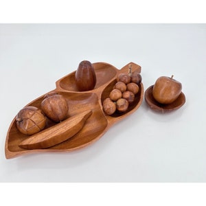 Hawaiian Monkey Pod Kona Holz Obstteller Tablett Schüssel Set Vintage Herzstück