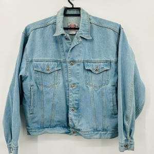 Vintage BUGLE BOY Denim Jean Jacket Adult Unisex Large Blue Lightwash 90&#39;s