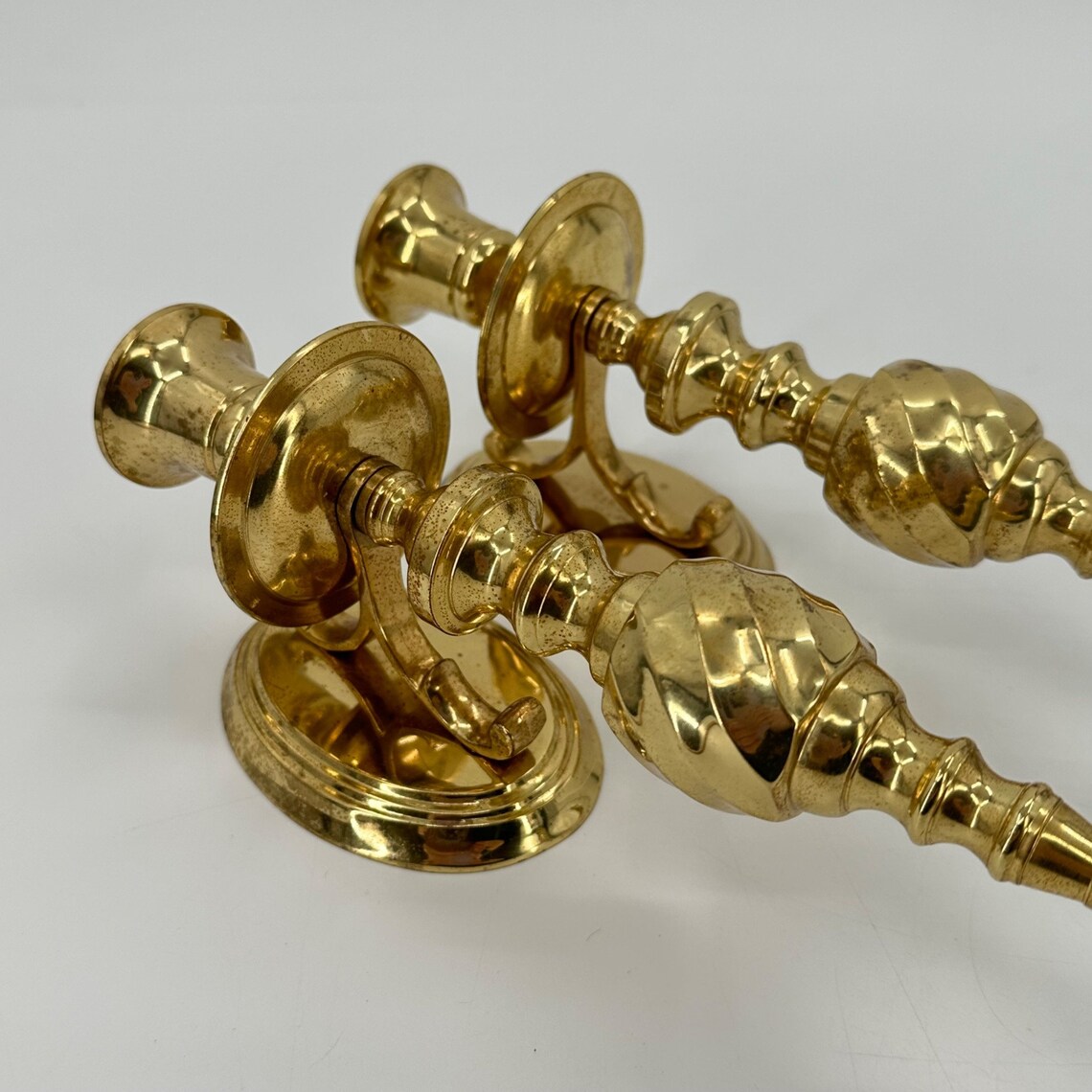 2 Solid Brass Wall Candle Holders Sconces 10 Pair Scroll Etsy