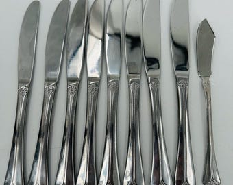 Towle SANTA BARBARA Edelstahl Speisemesser + 1 Buttermesser China Besteck 8