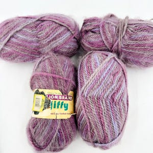 Lion Brand Jiffy Yarn Purple Gray #303 &quot;Mohair Look&quot; Discontinued Vintage