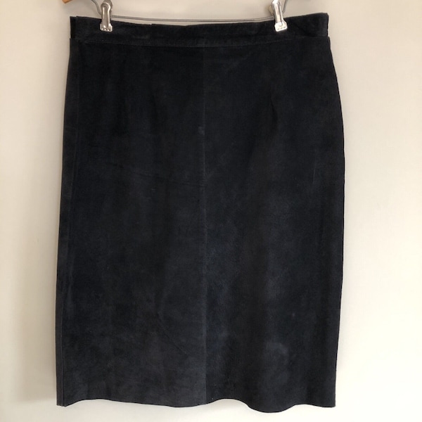 Bagatelle Womens Skirt Black Suede Large Leather Slim Pencil Western Vintage NWT