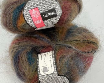 2 MÜNCHEN Wolle FURRARI Mohair Acrylmischung Rotbraun #M4406 Made in France
