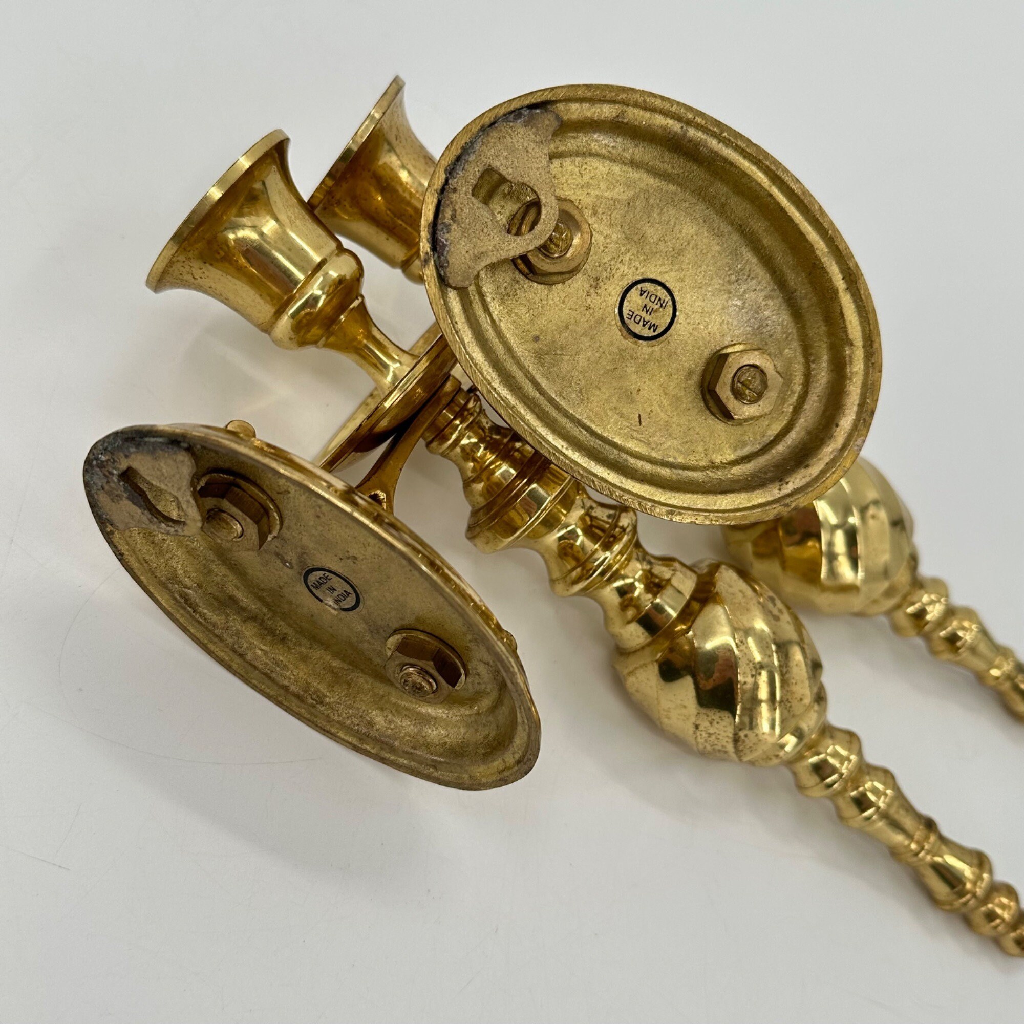 2 Solid Brass Wall Candle Holders Sconces 10 Pair Scroll Etsy