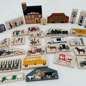 Katzen Miau Dorf Kantenhocker 80er 90er Jahre Faline Menschen Pferd & Buggy Zug Lot