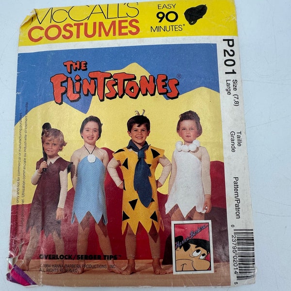 McCalls Flintstones Costumes Childrens Kids Large 7-8 Fred Barney Wilma Betty