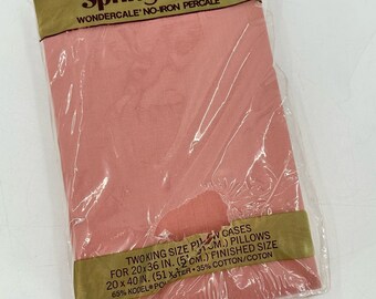 Springmaid Wondercale strijkvrije perkal kingsize kussenslopen NIB Vintage roze