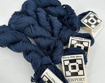 4 Classic Elite Yarns NEWPORT 100% mercerisierte PIMA Baumwolle Navy Dark Blue #4010