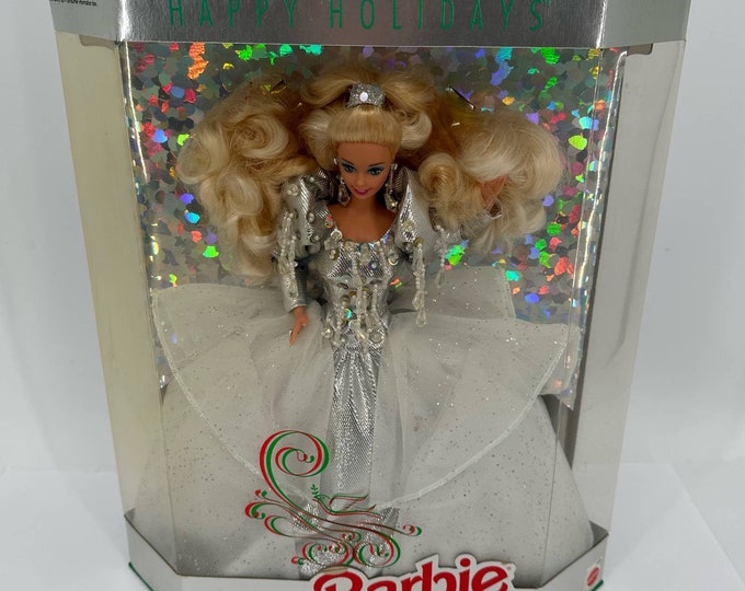 1992 Barbie Happy Holidays Doll Special Edition Mattel Silver Beaded Dress NIB - Etsy