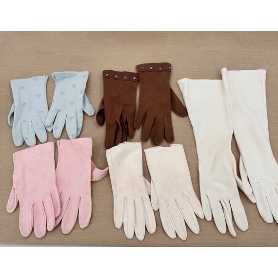 Vintage Ladies Gloves Lot White Kid Leather Opera 