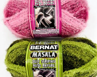 Bernat Masala Garn Farbe selbst gestreift Rosa Hyazinth Hues Thymian Töne grün (2)