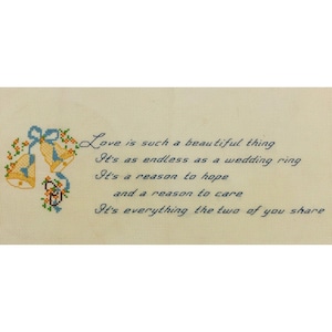 Wedding Newlywed Love Finished Counted Cross Stitch Unframed Couples Gift