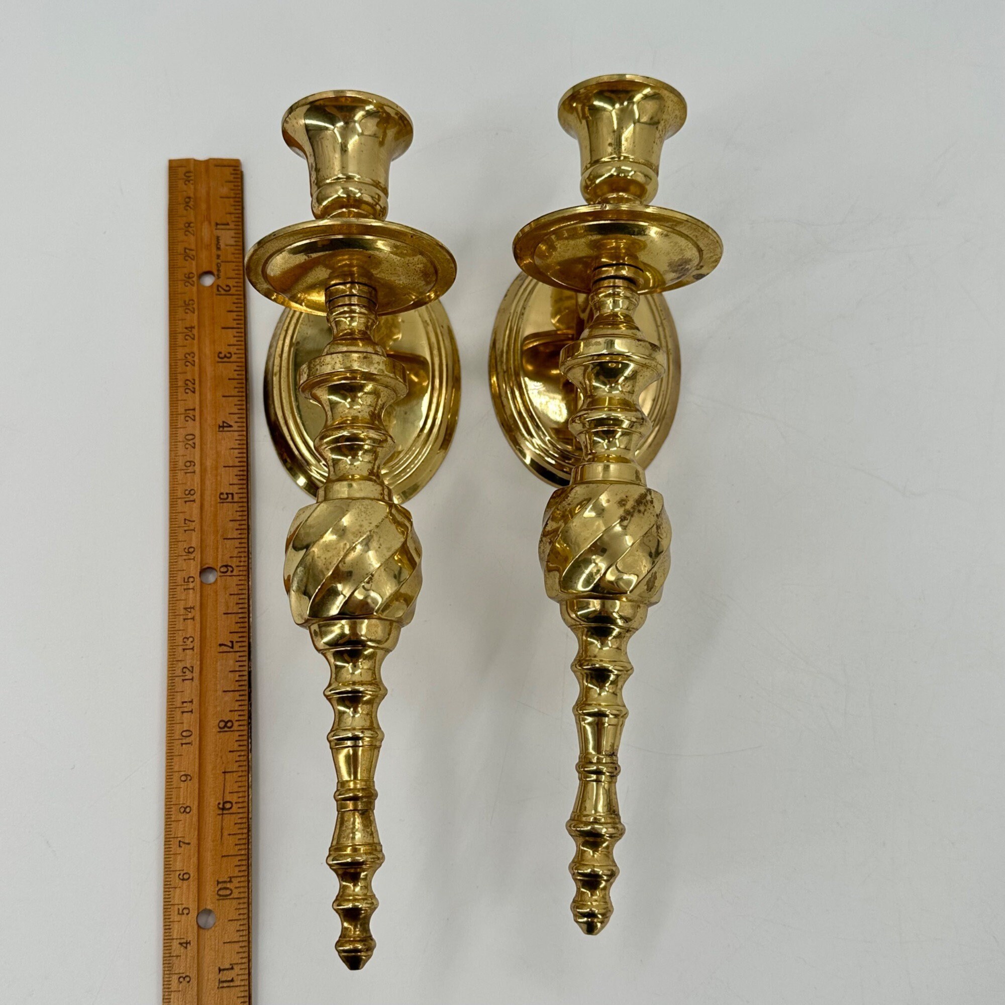 2 Solid Brass Wall Candle Holders Sconces 10 Pair Scroll Etsy