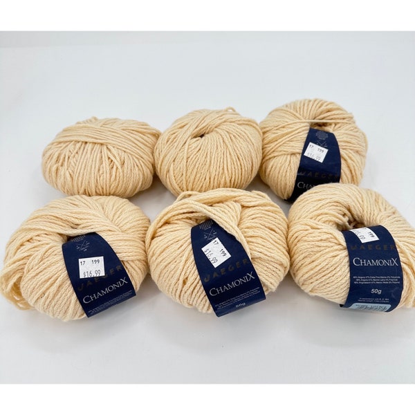 Jaeger Chamonix Angora Merino Wool Yarn 6 Balls SH909 Butter Cream Knitting