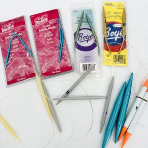 Boye Susan Bates Circular Knitting Needles Vintage Mixed Lot (9) Metal Plastic