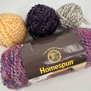Lion Brand Homespun Yarn Boucle Lot Bundle Bulky Purple Yellow MIXED BERRIES