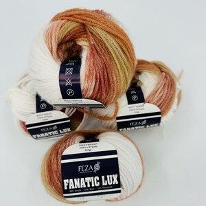 4 Feza Fanatic Lux Yarn Bulky Weight Acrylic Wool Blend #10 Ivory Brown Tan Lot