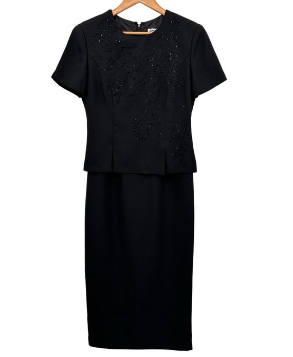 black midi dress cocktail V-Neck american flag Size:XL (42 US) Perfect for formal occasions Jessica Howard Petite Sleeveless