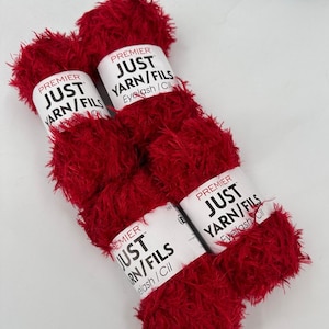 4 Premier Just Yarn Eyelash Yarn RED CRANBERRY Novelty  -- Multiple Available!