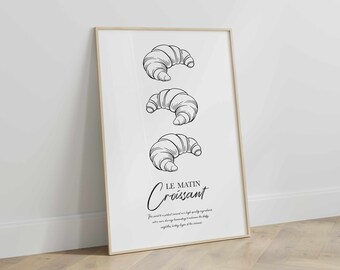 Croissants Print, Aesthetic Kitchen Poster, French Croissant Wall Art, Kitchen Art,Food Print, Digital Download
