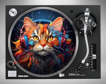 Cat Slipmats DJ Vinyl Record Turntable Individual or a Pair Cat Lover 2