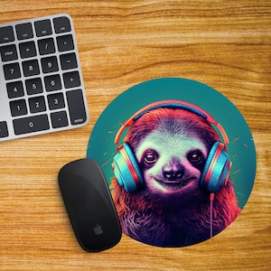 Sloth Round Mouse Mat Sloth Circle Mouse Pad for Sloth Lover Mouse Mat For Sloth Lover