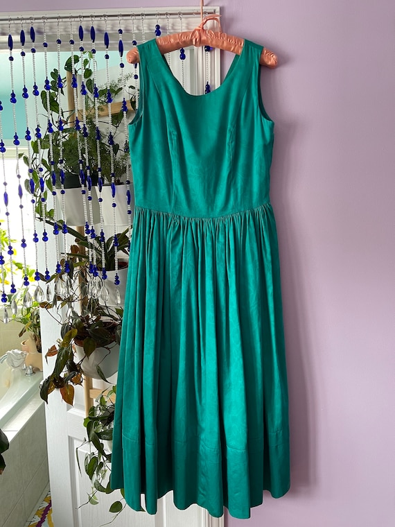 Vintage Laura Ashley, emerald green, floral, open bac… Gem