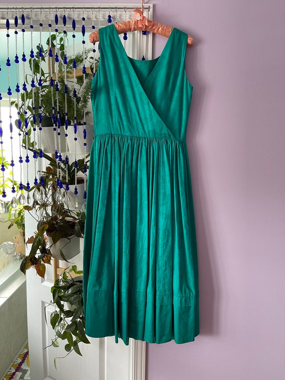 Vintage Laura Ashley, emerald green, floral, open bac… Gem