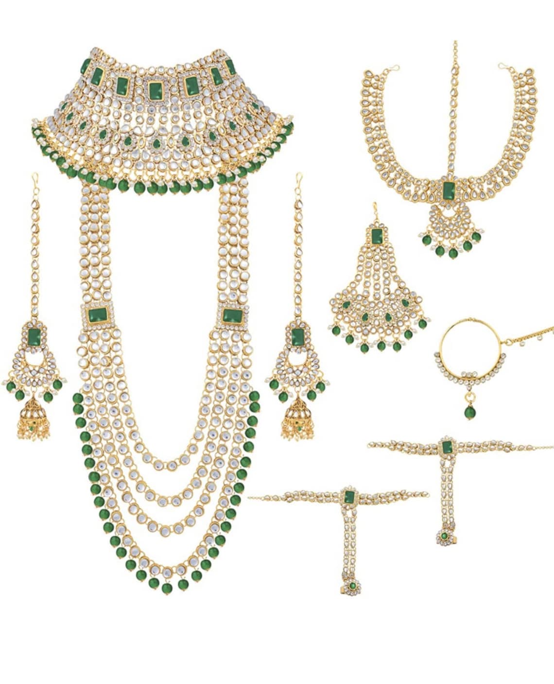 Green Indian bridal jewelry set Etsy