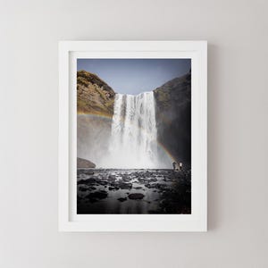 Stampa Skógafoss Islanda, Fotografia paesaggistica Islanda, Arte murale cascata, Poster di viaggio
