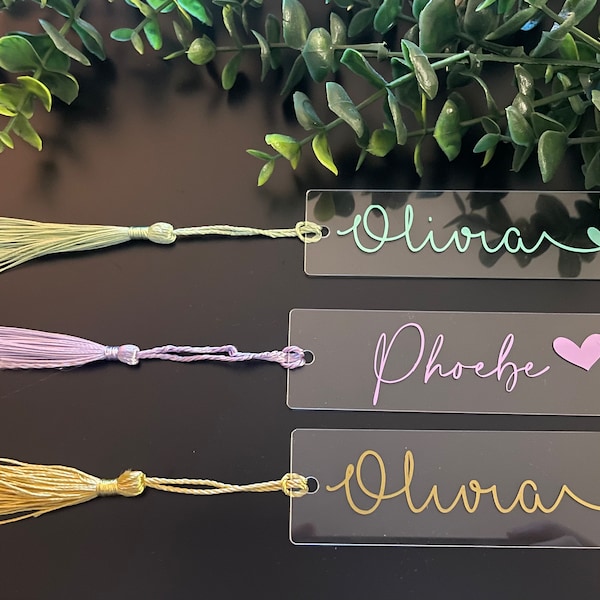 Personalised Acrylic Bookmark with tassel, Name Bookmark, Perfect Present,