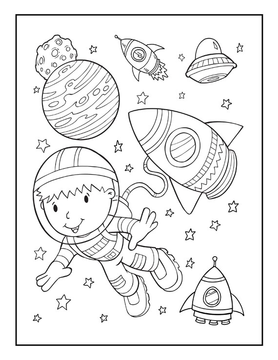 printable space coloring pages set 6 etsy