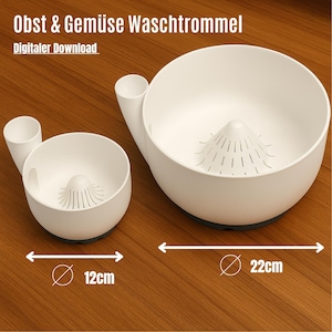 Fruit Washing Drum STL File | Fruit & Vegetable Washing Bowl with Sieve | 3D Printing Template | Digital Download | Washing Bowl | 3D Printing