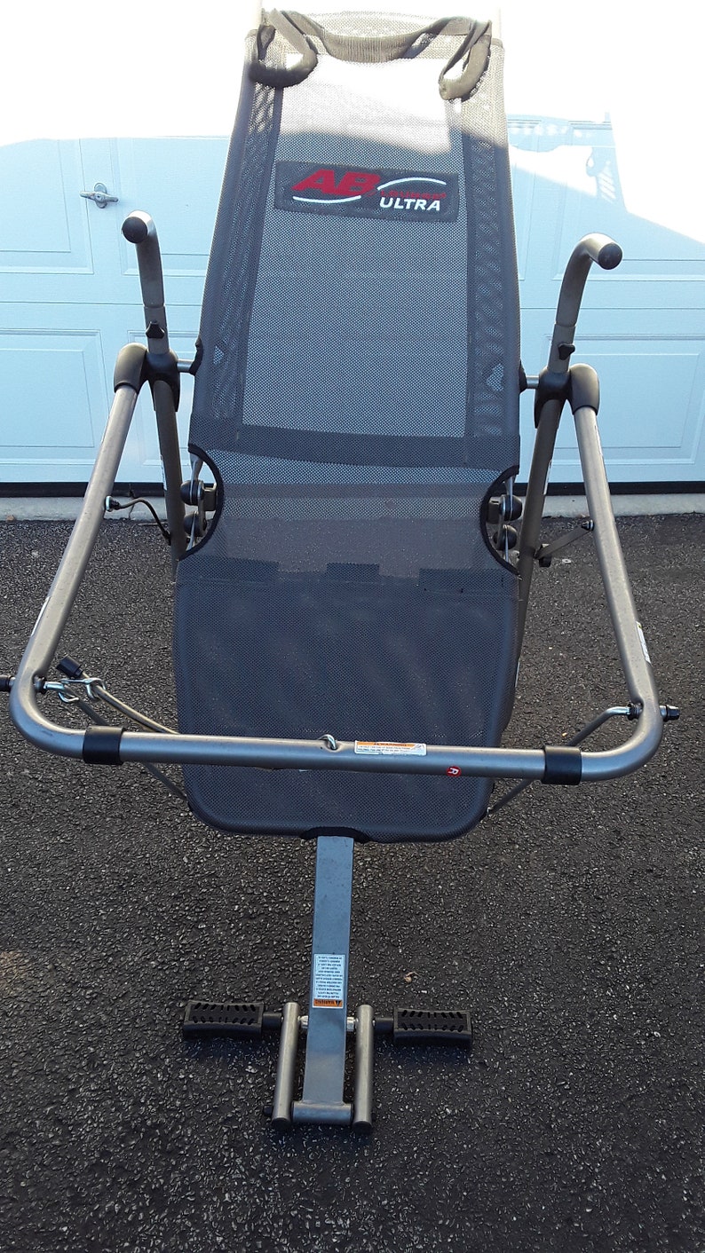 A Vintage Like New Blue Gray Fitness Quest Core Ab Lounge Ultra Workout Chair Ab Trainer image 2