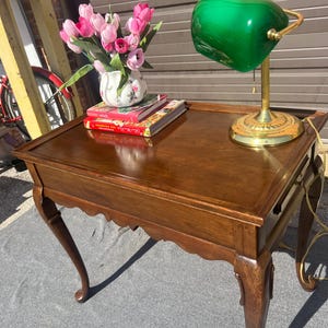 Vintage Mahogany ETHAN ALLEN Queen Anne Style Expandable Accent/Tea/Side/Occasional Table w/ Pull Out Trays 4 Drinks or a Book
