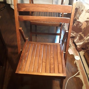 Gorgeous 1900s Antique Primitive Sturdy Wood Slat Folding Chairs - Build Solid