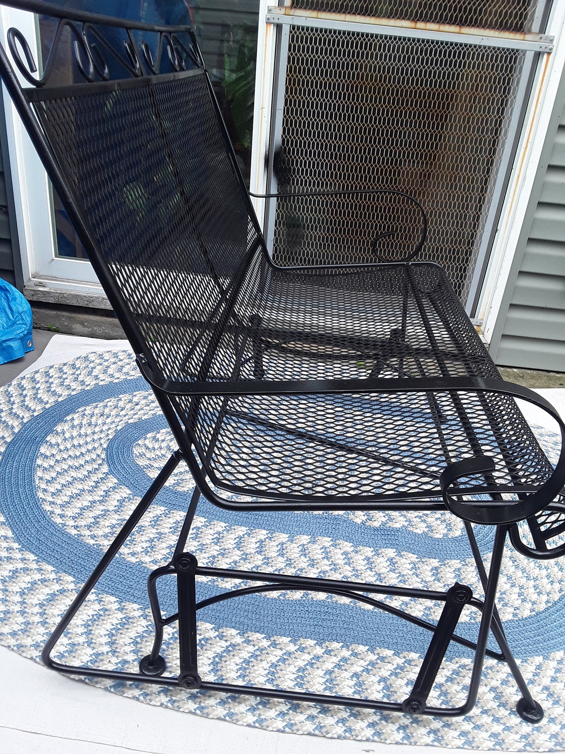 Rare 3Piece Vintage Woodard Wrought Iron Glider Etsy