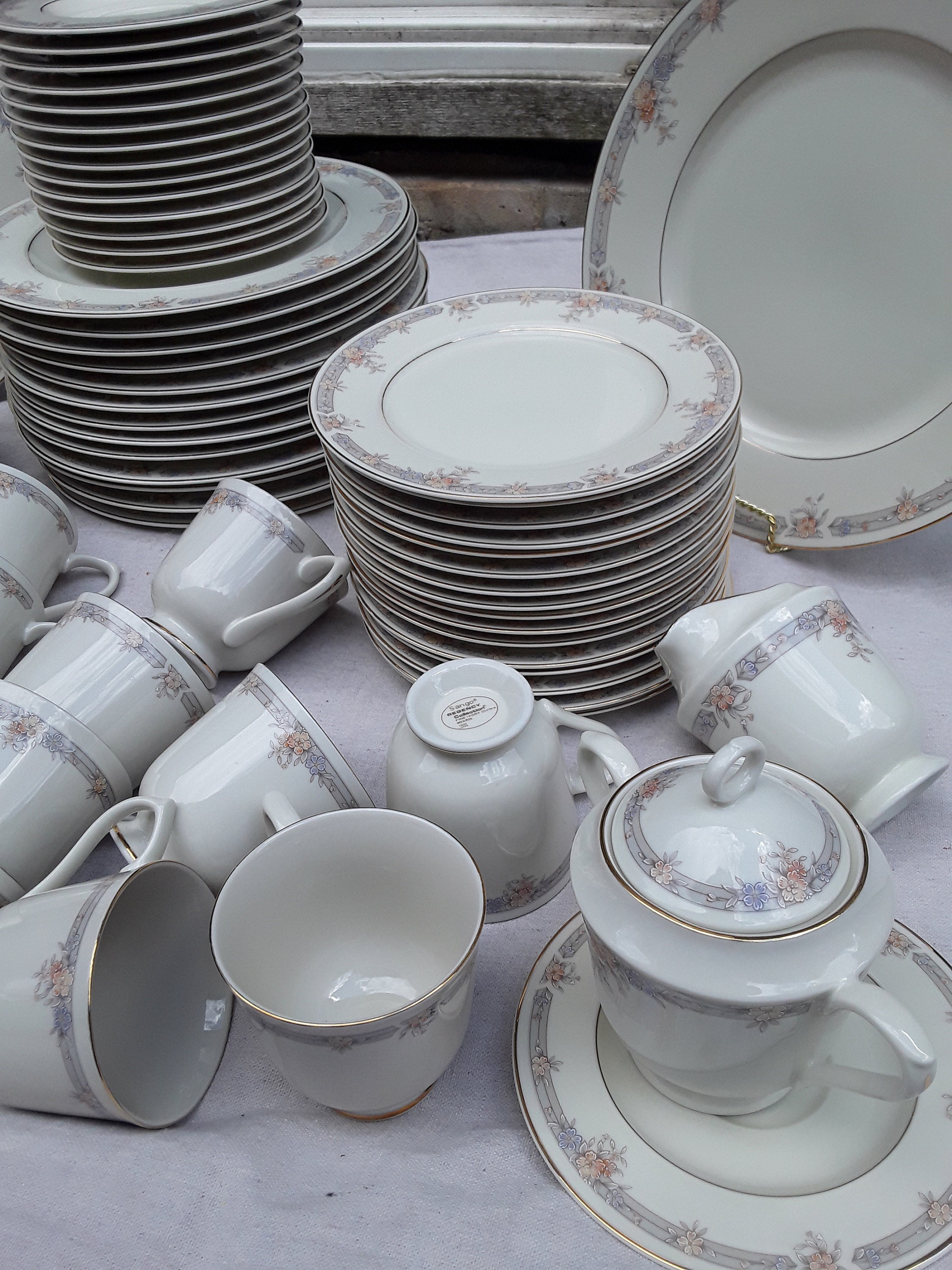 Vintage Sango Regency China Set: 79-piece Ivory Dinnerware