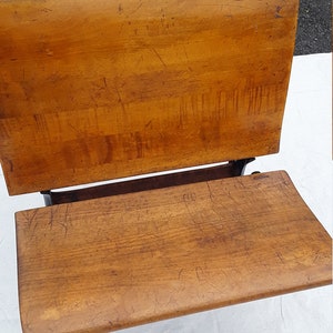 Vintage Wood & Cast Iron Child&#39;s School Desk w/ Folding Chair Eclipse#5 w/ Interesting Writings and Photos