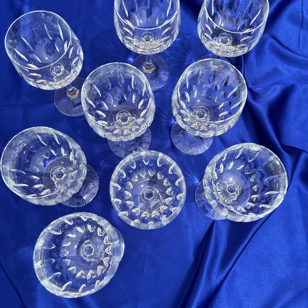 High Value Vintage Gorgeous Gardone Pattern by Schott Zwiesel Crystal Water Goblets/Wine Glasses Mint Condition Blown Glass n Leaf Cut Motif
