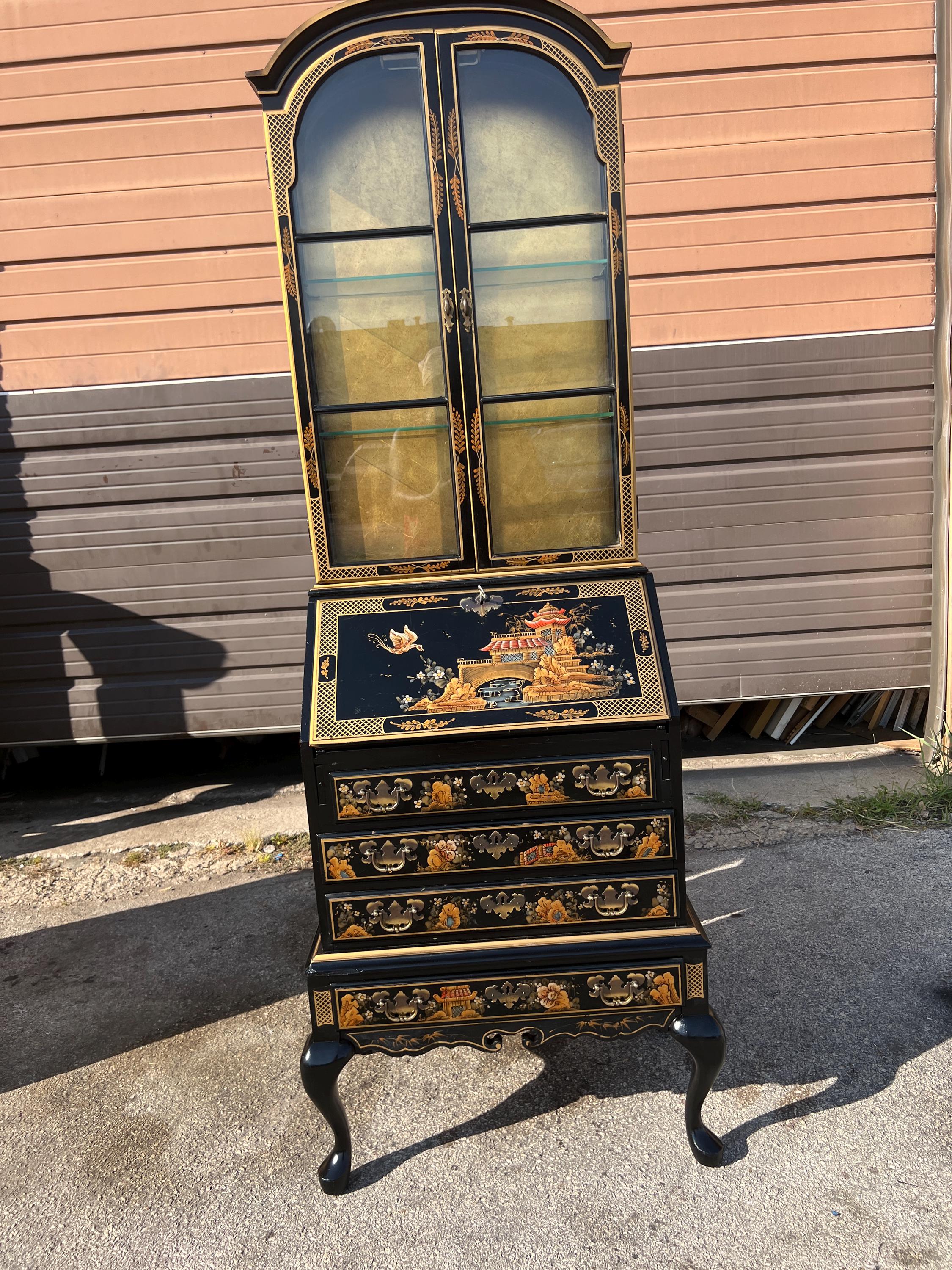 値下げ中 中国家具 漆塗り 金箔 ハンドペイント シノワズリ ジュエリーキャビネ sv925】螺鈿ペンダント 変わり塗り 18mm玉 金パール色 純金箔