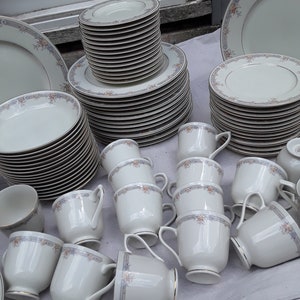Vintage Sango Regency China Set: 79-Piece Ivory Dinnerware, Service for 16