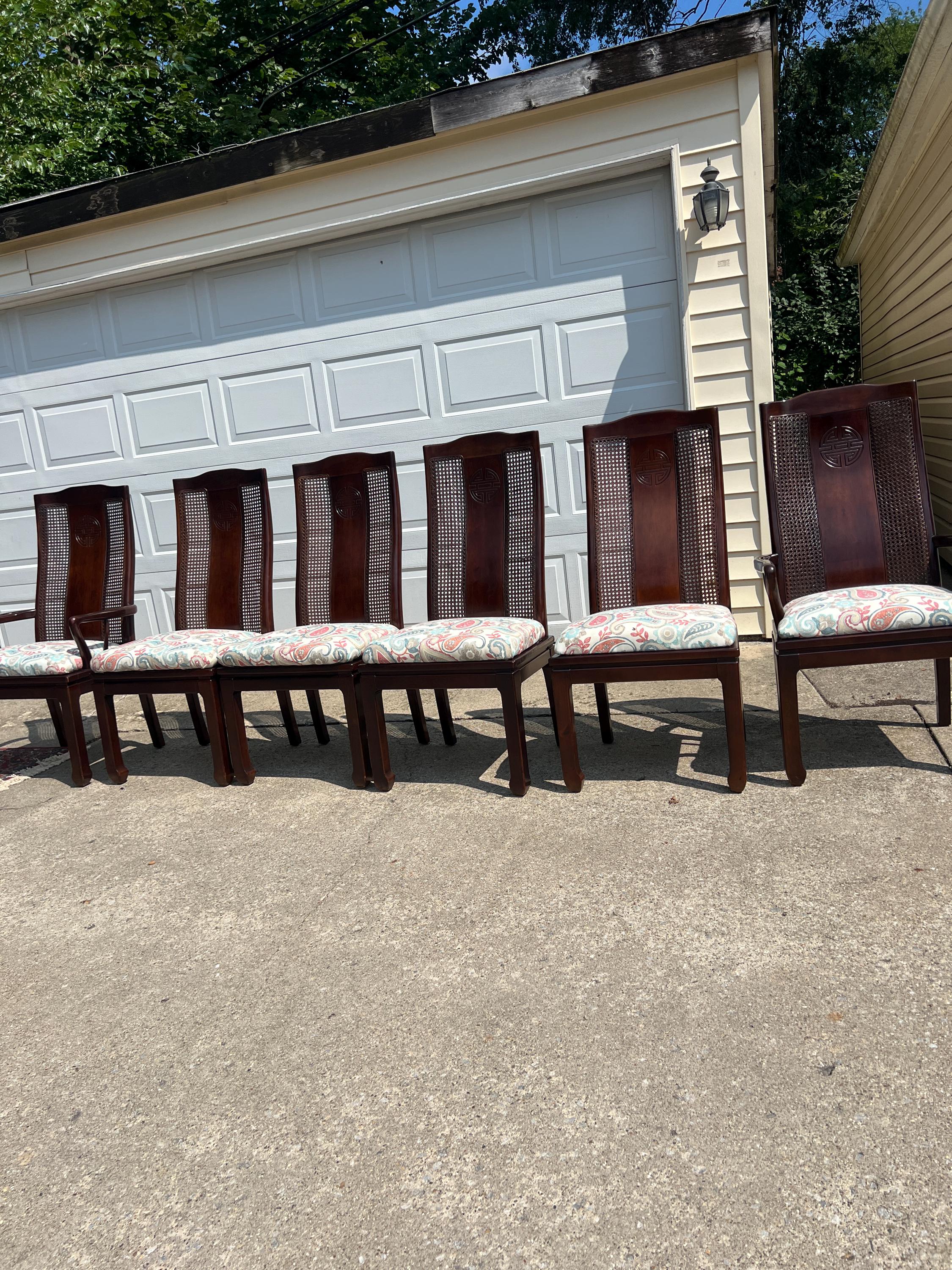 Vintage 1960s Bernhardt Shibui Asian Dining Table Set, Hand-carved, 6 ...